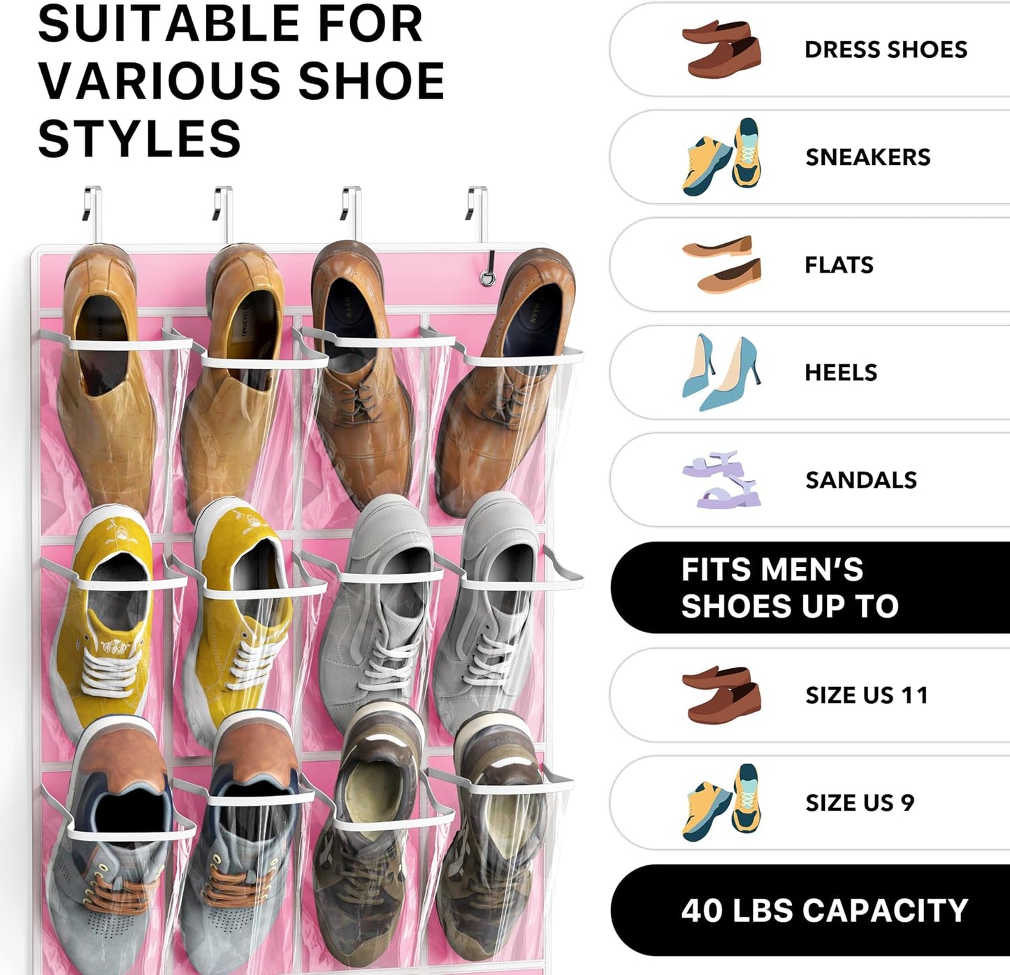 Pink Over-Door Shoe Organizer