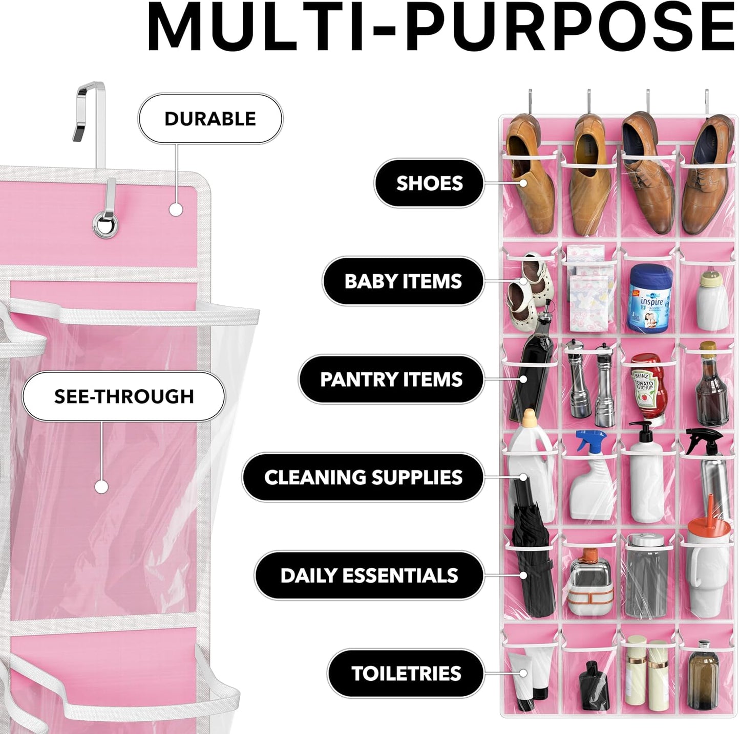 Pink Over-Door Shoe Organizer