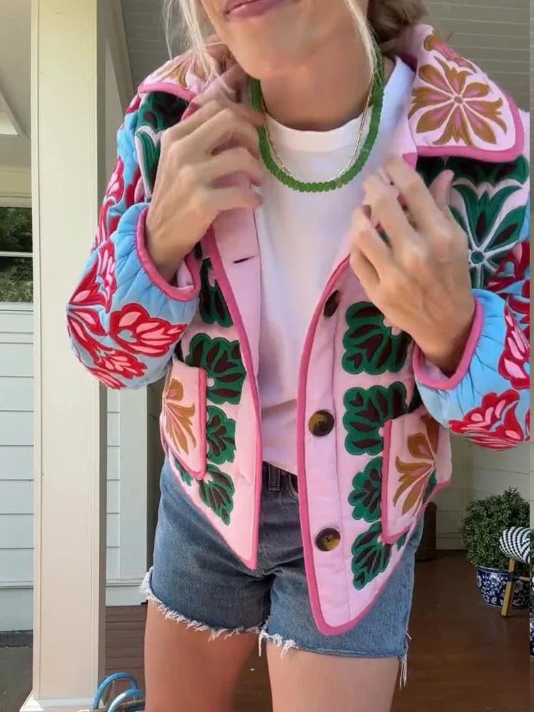 Chic Floral Winter Parka