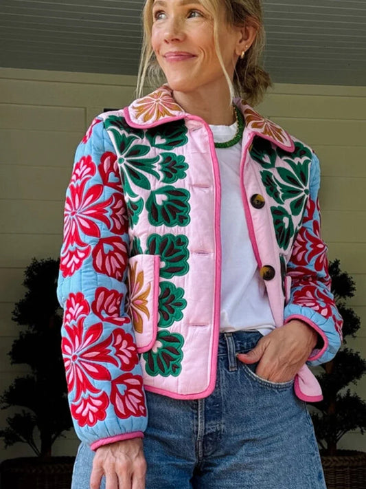 Chic Floral Winter Parka